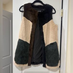 525 America Colorblock Real Rabbit Fur Vest